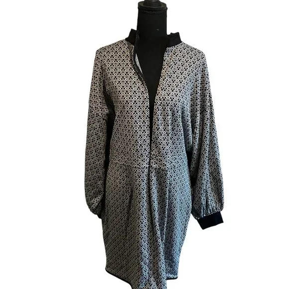 Eloquii Womens Dress Textured Knit Long Sleeve Jacquard Design Black White 18/20 - Picture 3 of 16